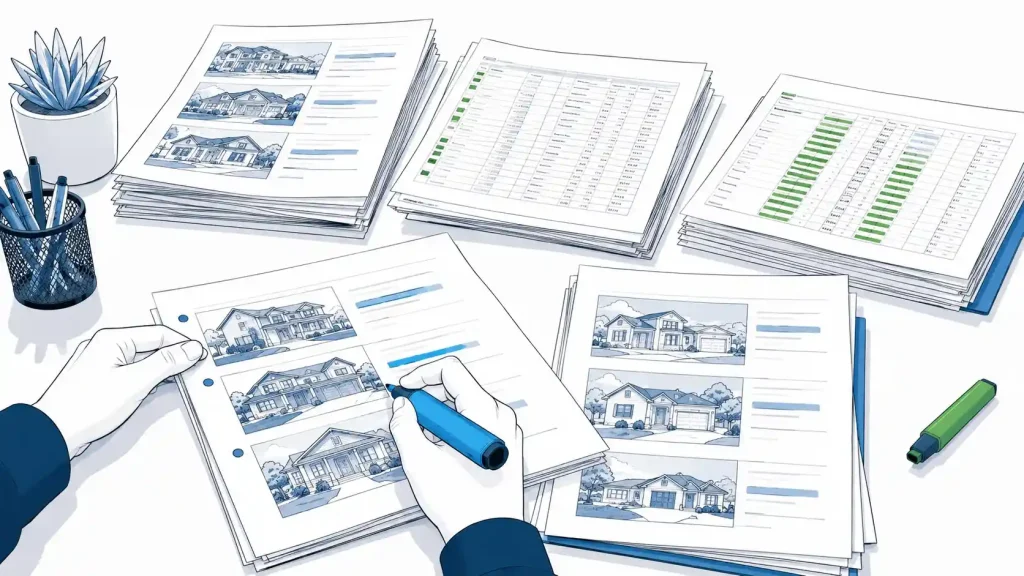 Printed directory records laid out showing duplicate and inconsistent business listings