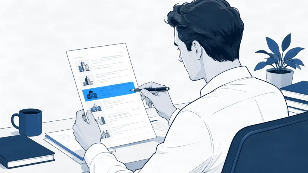 Person evaluating specialized directories and industry-specific citation requirements