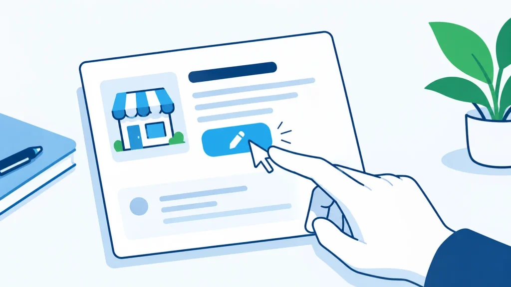 User interface showing the edit or correction button on a business profile listing page.
