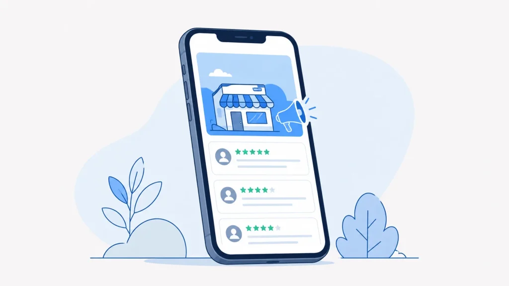Customer reviews and Google Posts displayed on a mobile Google Business Profile listing.