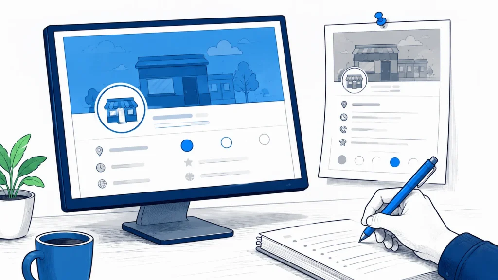 Printed profile screenshot positioned next to a live profile on screen with note-taking in progress