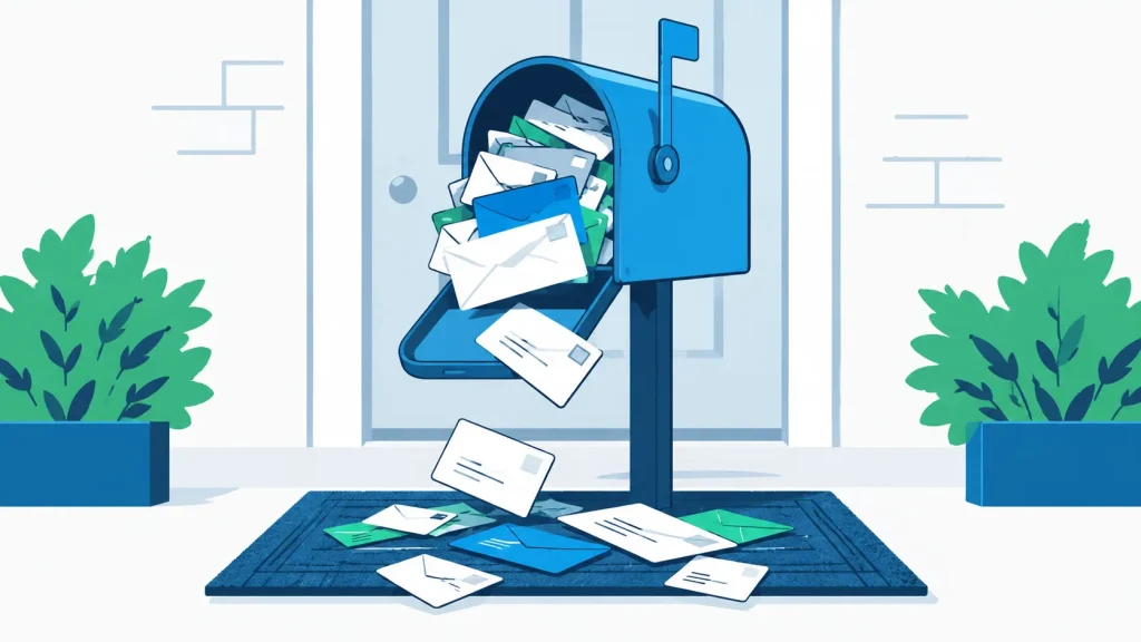 Misdirected business mail accumulating at a residential address after a tenant closure.